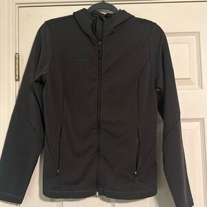 Mammut women’s grid fleece zip up black hooded base layer size S